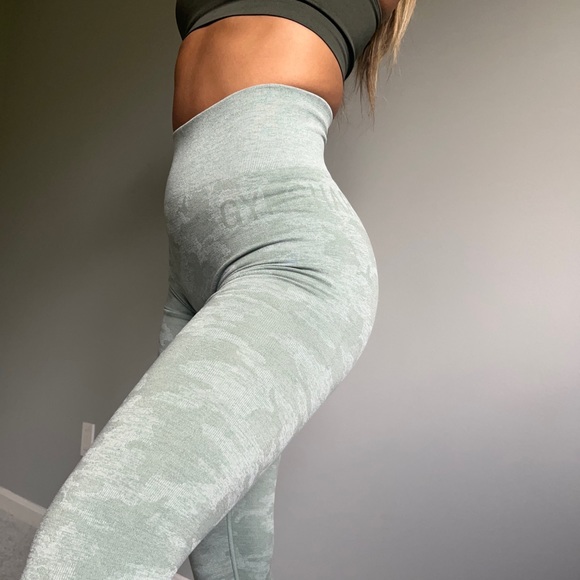 Original Sage Green Camo Gymshark Leggings - Picture 4 of 11
